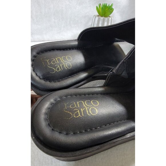 Franco Sarto Womens Black Cessa Wedge Sandals Slide Leather Upper Size 9.5M - Picture 8 of 10